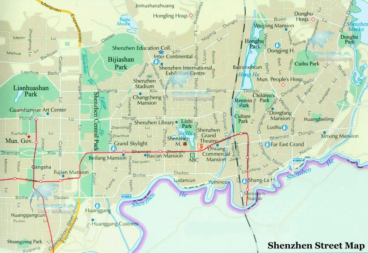 નકશો શેનઝેન ડાઉનટાઉન
